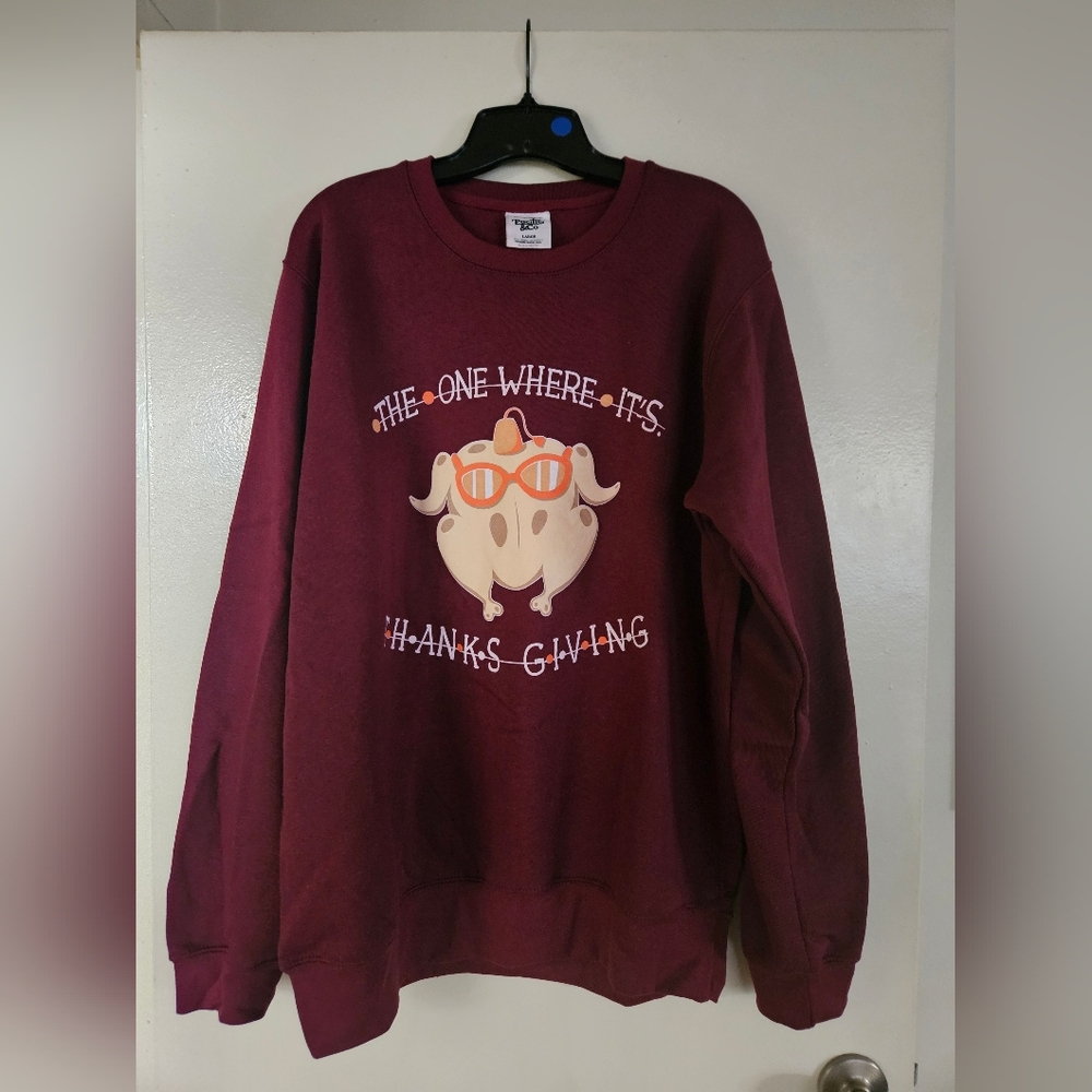 Pacific & Co Friends "The One Where It's Thanksgiving" Sweatshirt - Red - Size L